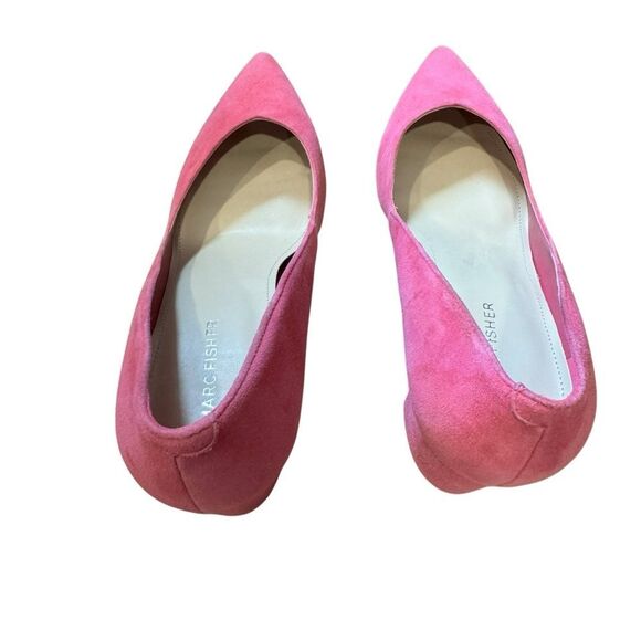Revolve Marc Fisher Caitlin Hot Pink Slip On Suede Leather Pump Block Heels - Picture 7 of 10